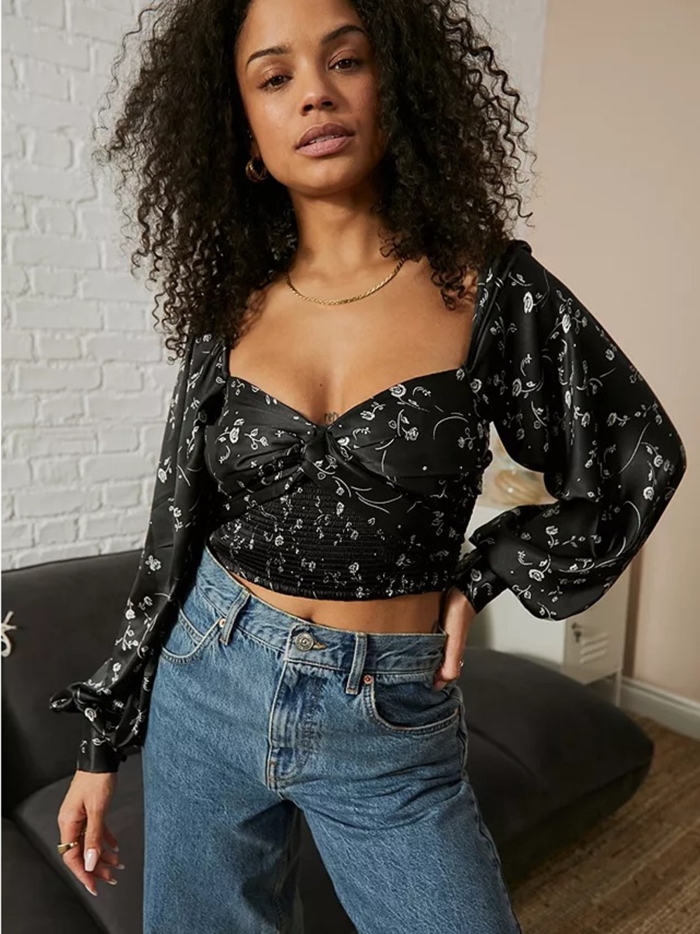 Urban Outfitters Maya Smocked Tie-Back Top